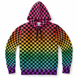 Bright Rainbow Pride Black Checkered Pullover Hoodie