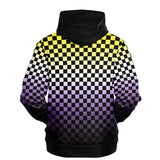 Non-binary Pride Black Contrast Checkered Pullover Hoodie Fashion Hoodie - AOP PRIDE MODE