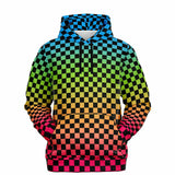 Panromantic Pride Black Checkered Pullover Hoodie