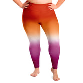 Lesbian Pride Ombre High-Waist Plus Leggings Plus Size Legging - AOP PRIDE MODE