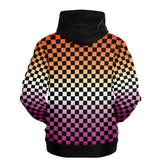 Lesbian Pride Black Contrast Checkered Pullover Hoodie Fashion Hoodie - AOP PRIDE MODE