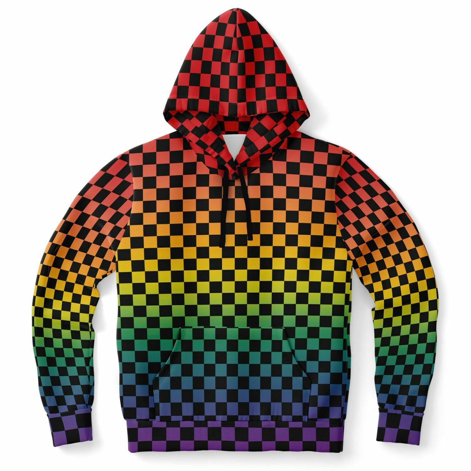 Rainbow Pride Black Checkered Pullover Hoodie Fashion Hoodie - AOP PRIDE MODE