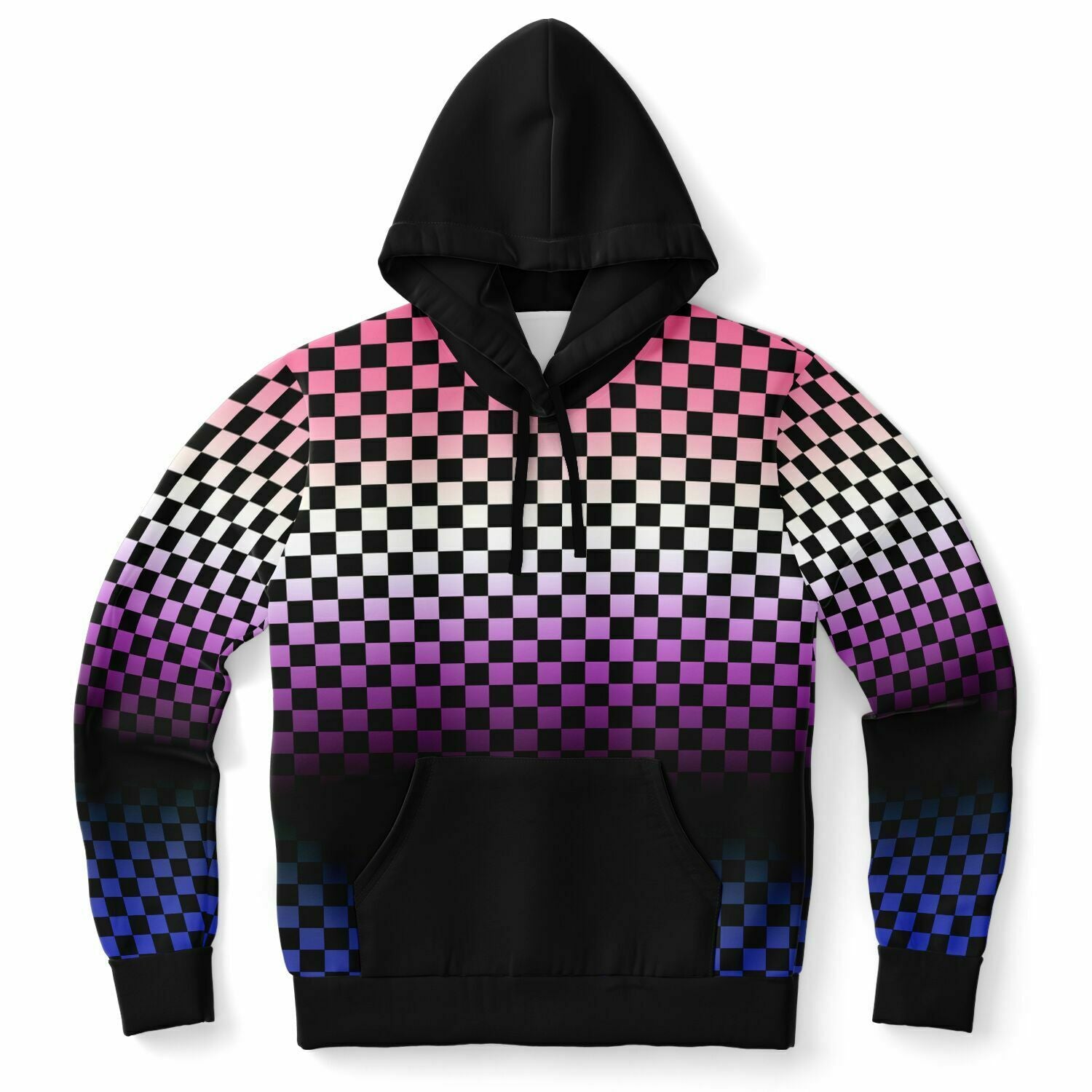 Genderfluid Pride Black Contrast Checkered Pullover Hoodie Fashion Hoodie - AOP PRIDE MODE