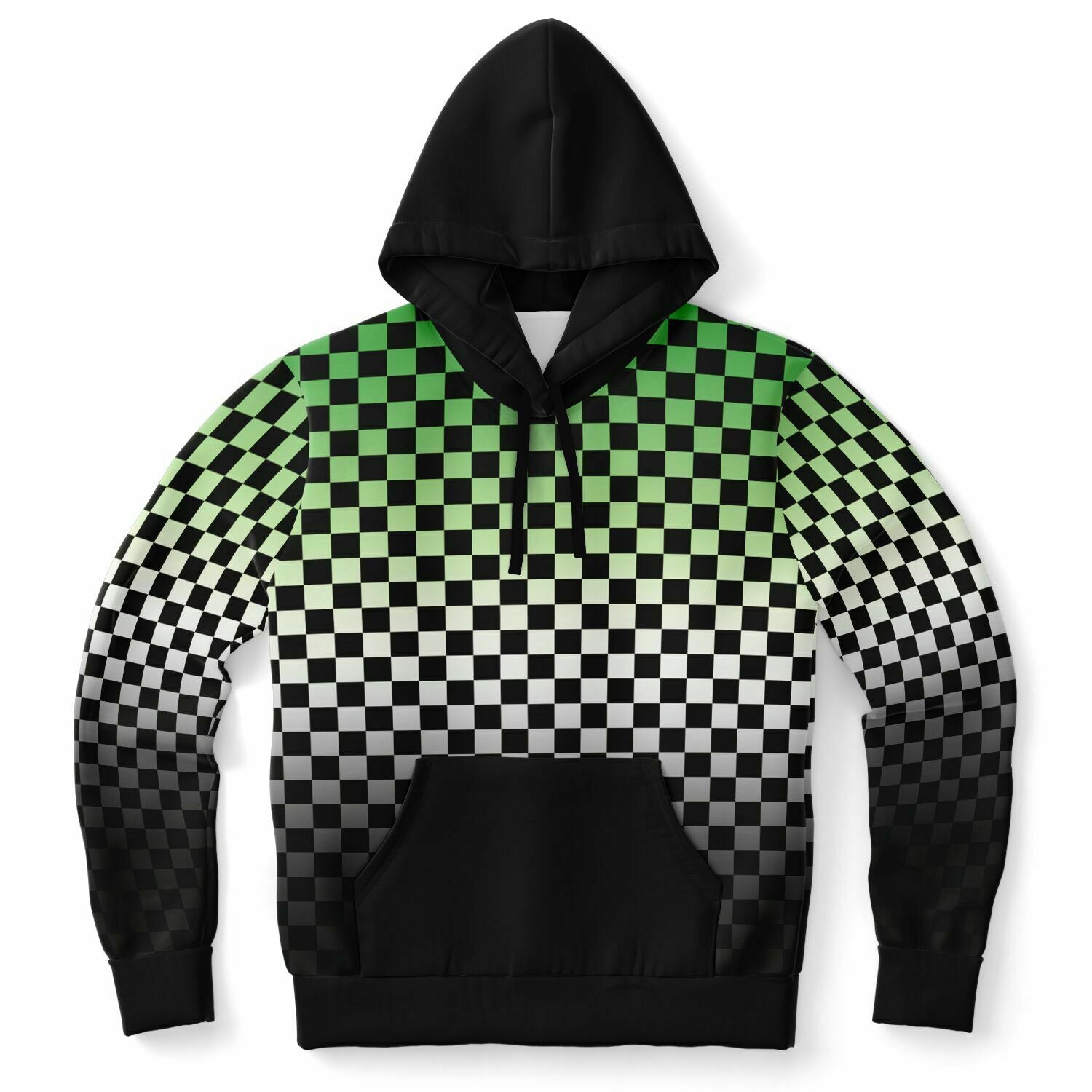 Aromantic Pride Black Contrast Checkered Pullover Hoodie Fashion Hoodie - AOP PRIDE MODE