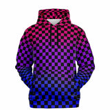 Bisexual Pride Black Checkered Pullover Hoodie Fashion Hoodie - AOP PRIDE MODE