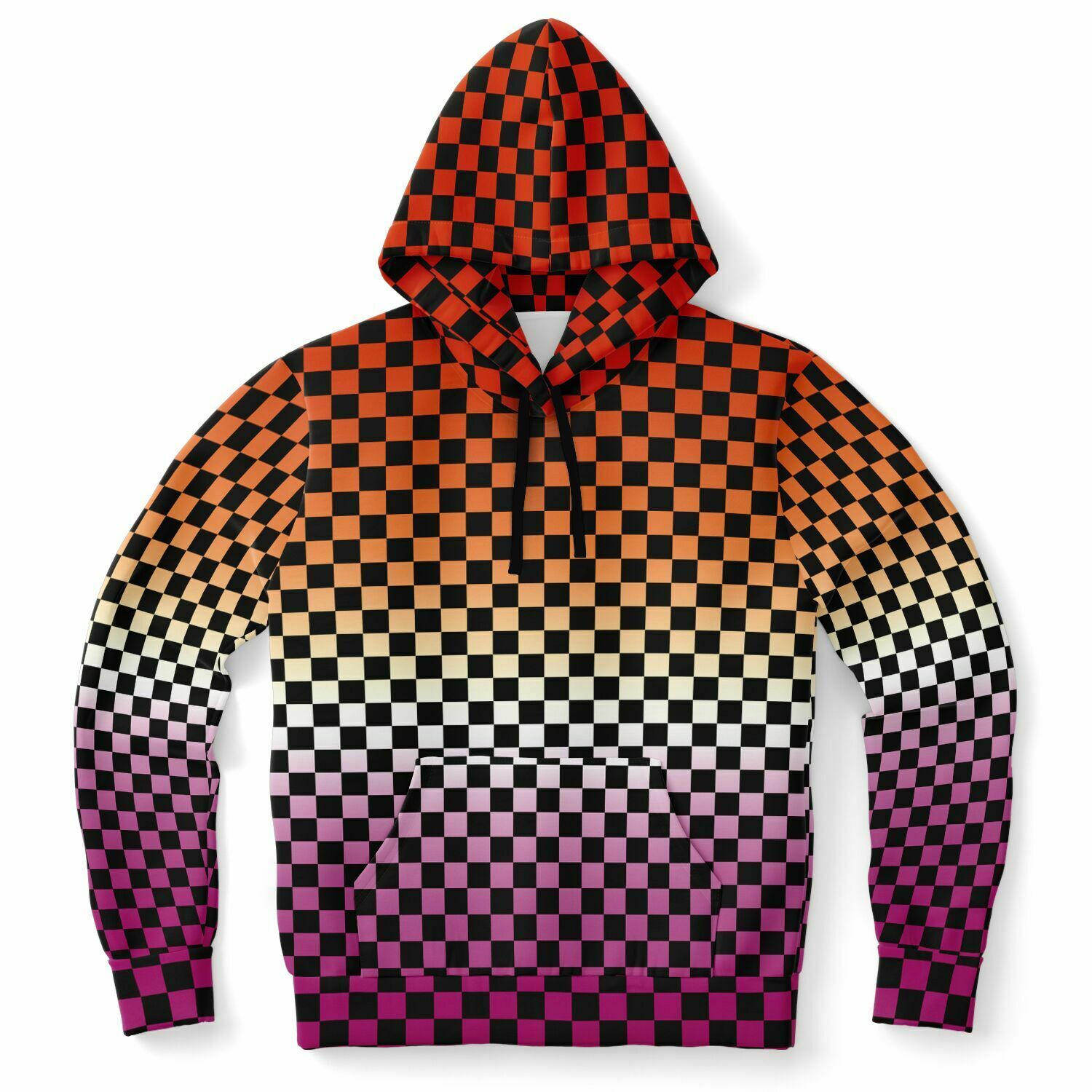 Lesbian Pride Black Checkered Pullover Hoodie Pullover Hoodie PRIDE MODE