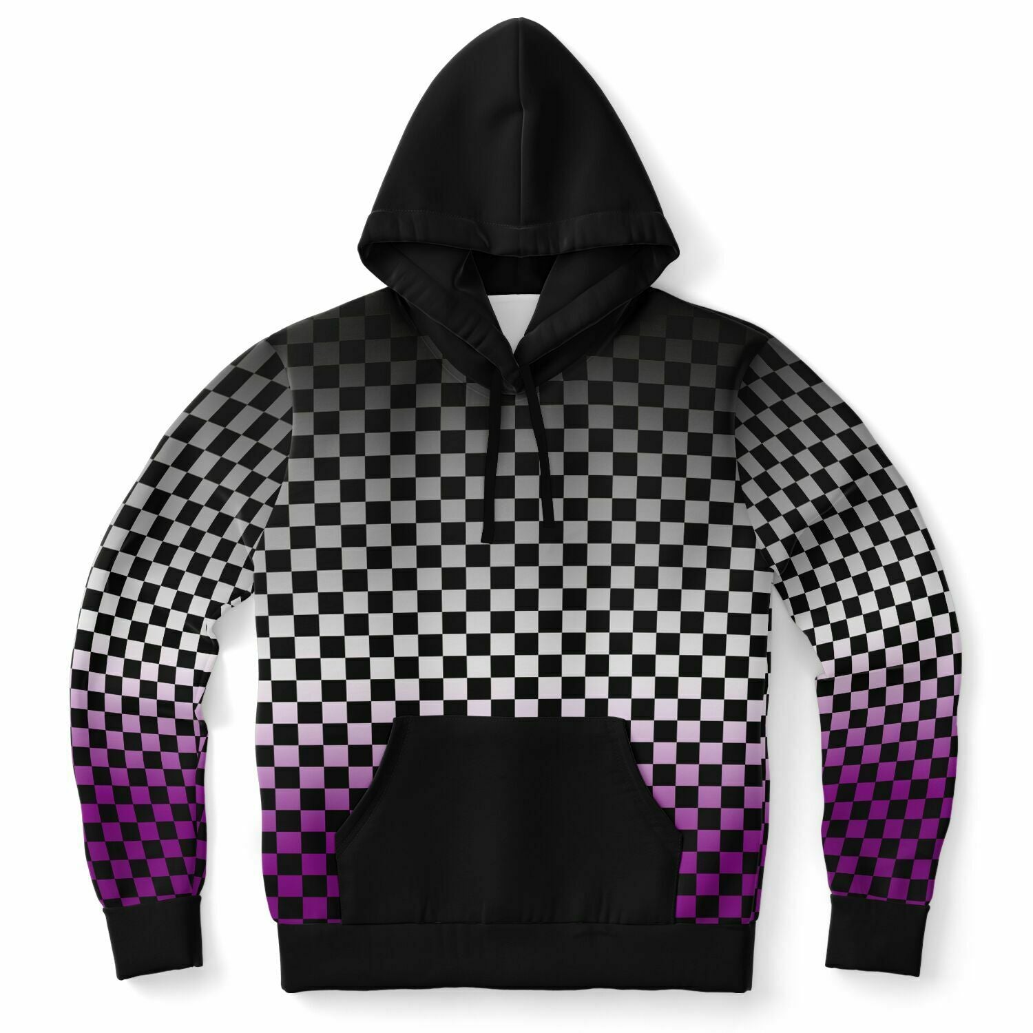 Asexual Pride Black Contrast Checkered Pullover Hoodie Fashion Hoodie - AOP PRIDE MODE