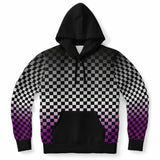 Asexual Pride Black Contrast Checkered Pullover Hoodie Fashion Hoodie - AOP PRIDE MODE