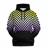 Non-binary Pride Black Contrast Checkered Pullover Hoodie Fashion Hoodie - AOP PRIDE MODE