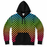 Panromantic Pride Black Contrast Checkered Pullover Hoodie