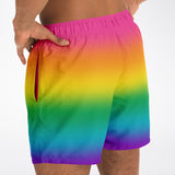 Bright Rainbow Ombre Pride Swim Shorts