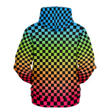 Panromantic Pride Black Checkered Pullover Hoodie