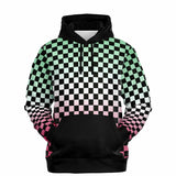 Abrosexual Pride Black Contrast Checkered Pullover Hoodie Fashion Hoodie - AOP PRIDE MODE