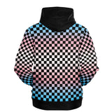 Transgender Pride Black Contrast Checkered Pullover Hoodie Fashion Hoodie - AOP PRIDE MODE