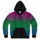 Polysexual Pride Black Contrast Checkered Pullover Hoodie Fashion Hoodie - AOP PRIDE MODE