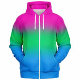 Polysexual Pride Ombre Full-Zip Hoodie Fashion Zip-Up Hoodie - AOP PRIDE MODE