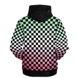 Abrosexual Pride Black Contrast Checkered Pullover Hoodie Fashion Hoodie - AOP PRIDE MODE
