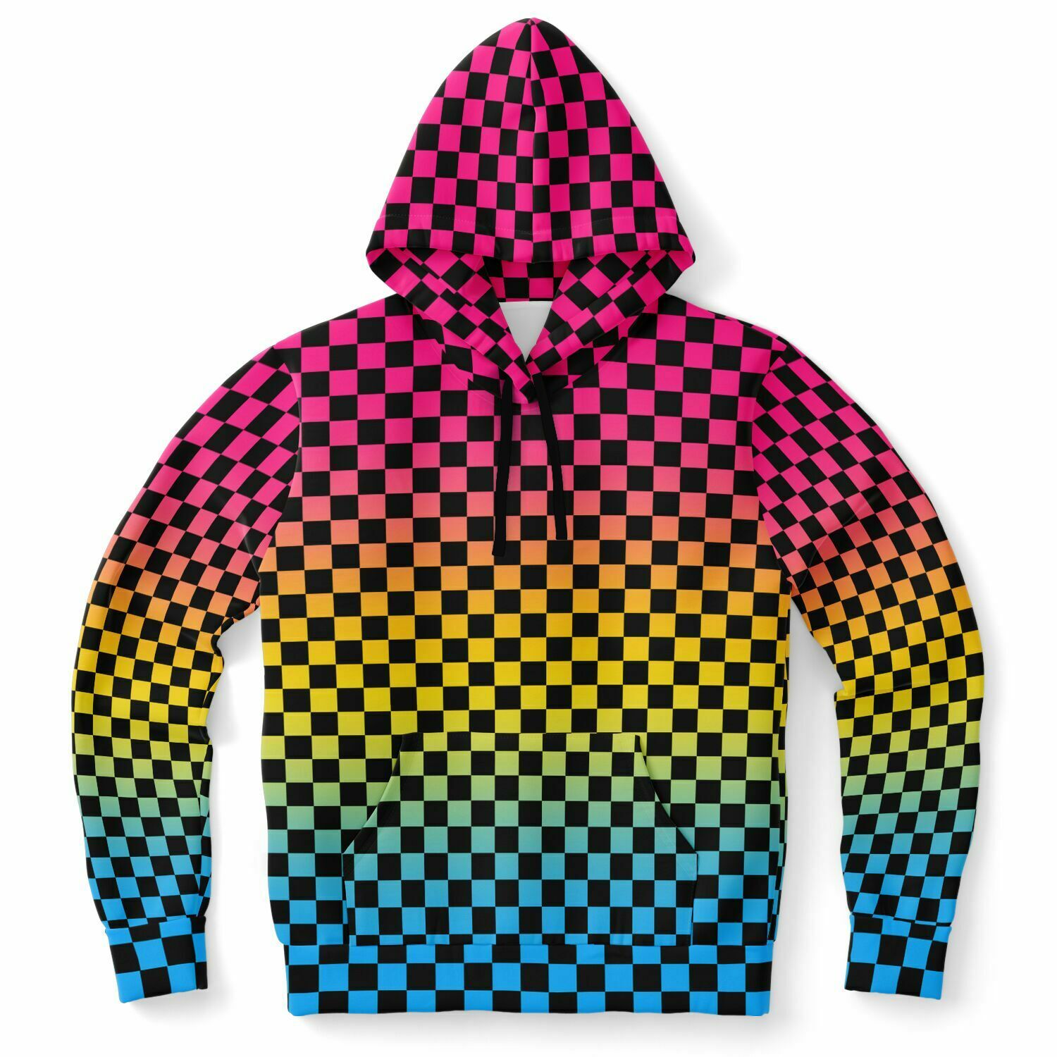 Pansexual Pride Black Checkered Pullover Hoodie Pullover Hoodie PRIDE MODE