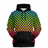 Panromantic Pride Black Contrast Checkered Pullover Hoodie