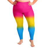 Pansexual Pride Ombre High-Waist Plus Leggings Plus Size Legging - AOP PRIDE MODE