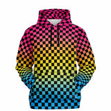 Pansexual Pride Black Checkered Pullover Hoodie Pullover Hoodie PRIDE MODE
