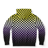 Non-binary Pride Black Checkered Pullover Hoodie