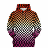 Lesbian Pride Black Checkered Pullover Hoodie Pullover Hoodie PRIDE MODE