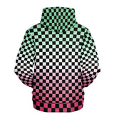 Abrosexual Pride Black Checkered Pullover Hoodie Fashion Hoodie - AOP PRIDE MODE