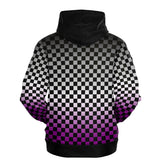 Asexual Pride Black Contrast Checkered Pullover Hoodie Fashion Hoodie - AOP PRIDE MODE