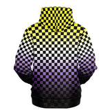 Non-binary Pride Black Checkered Pullover Hoodie