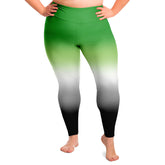 Aromantic Pride Ombre High-Waist Plus Leggings Plus Size Legging - AOP PRIDE MODE
