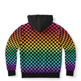 Bright Rainbow Pride Black Contrast Checkered Pullover Hoodie Fashion Hoodie - AOP PRIDE MODE