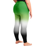 Aromantic Pride Ombre High-Waist Plus Leggings Plus Size Legging - AOP PRIDE MODE