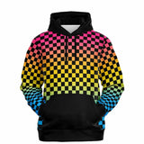 Pansexual Pride Black Contrast Checkered Pullover Hoodie Fashion Hoodie - AOP PRIDE MODE