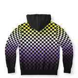 Non-binary Pride Black Contrast Checkered Pullover Hoodie Fashion Hoodie - AOP PRIDE MODE