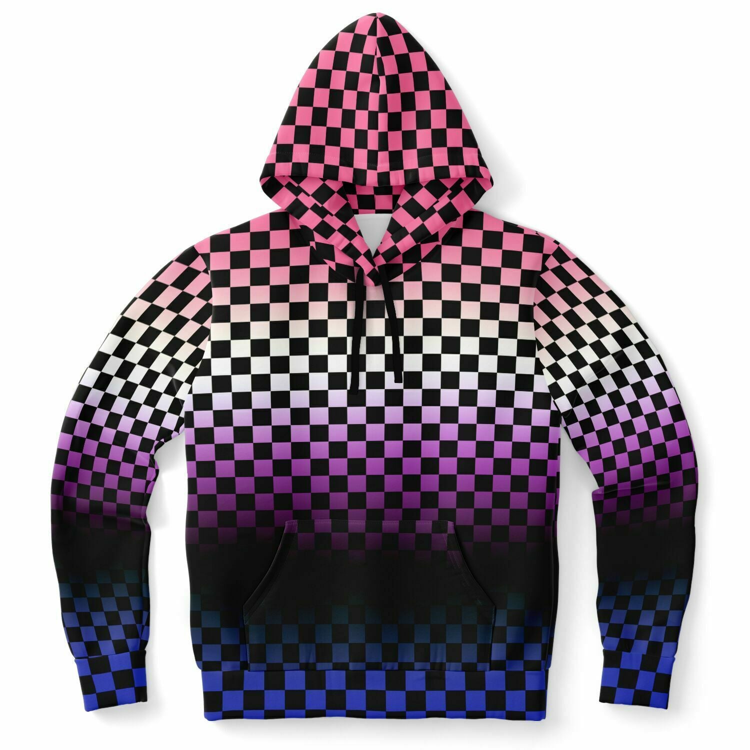 Genderfluid Pride Black Checkered Pullover Hoodie Fashion Hoodie - AOP PRIDE MODE