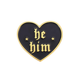 He / Him Pronouns Heart Enamel Pin