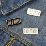 They / Them Pronouns Rectangle Enamel Pin