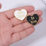 He / Him Pronouns Heart Enamel Pin