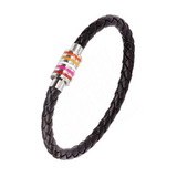 Lesbian Pride Leather Rope Bracelet