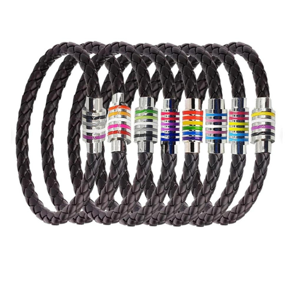 Lesbian Pride Leather Rope Bracelet