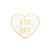 She / Her Pronouns Heart Enamel Pin