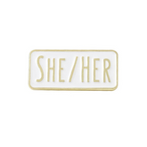 She / Her Pronouns Rectangle Enamel Pin