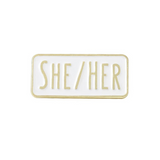 She / Her Pronouns Rectangle Enamel Pin