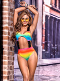 Rainbow Gradient Buckle Cut-out Bodysuit Bodysuit PRIDE MODE