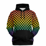 Rainbow Pride Black Contrast Checkered Pullover Hoodie Fashion Hoodie - AOP PRIDE MODE