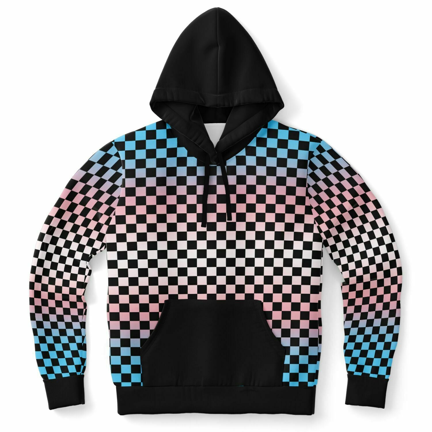 Transgender Pride Black Contrast Checkered Pullover Hoodie Fashion Hoodie - AOP PRIDE MODE
