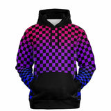 Bisexual Pride Black Contrast Checkered Pullover Hoodie Fashion Hoodie - AOP PRIDE MODE