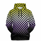 Non-binary Pride Black Checkered Pullover Hoodie