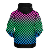 Polysexual Pride Black Contrast Checkered Pullover Hoodie Fashion Hoodie - AOP PRIDE MODE
